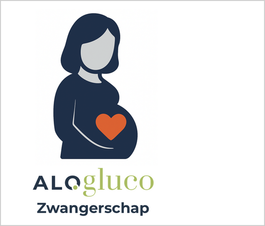 Alogluco-icoon van het begeleide Health.be-traject Zwangerschap van 2 weken met glucosesensor